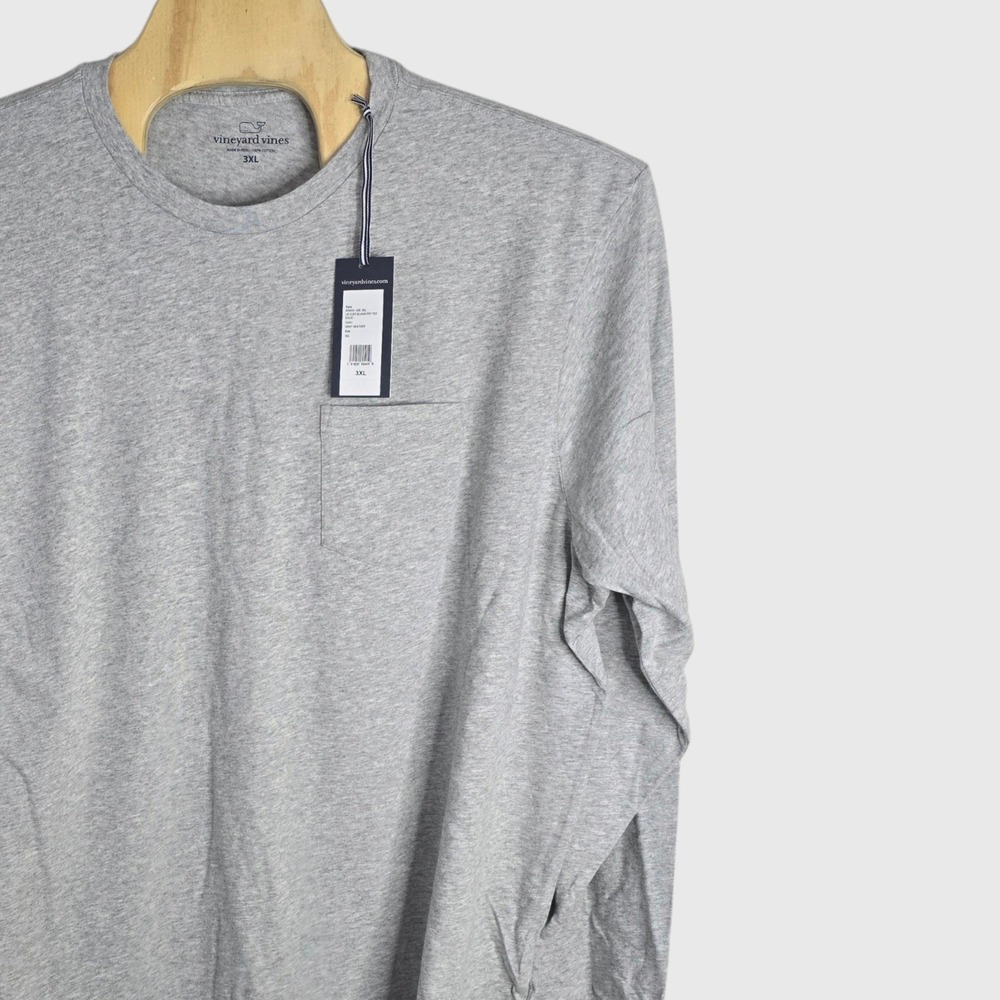 Vineyard Vines Mens 3XL Gray Heather Long Sleeve Pocket Tee 6V0019-039 NWT